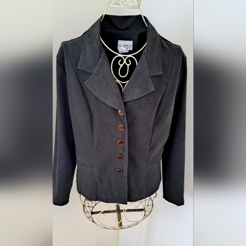 Vintage K.C Spencer New York Suede Army Dark Academia Classic Jacket, Size 14.